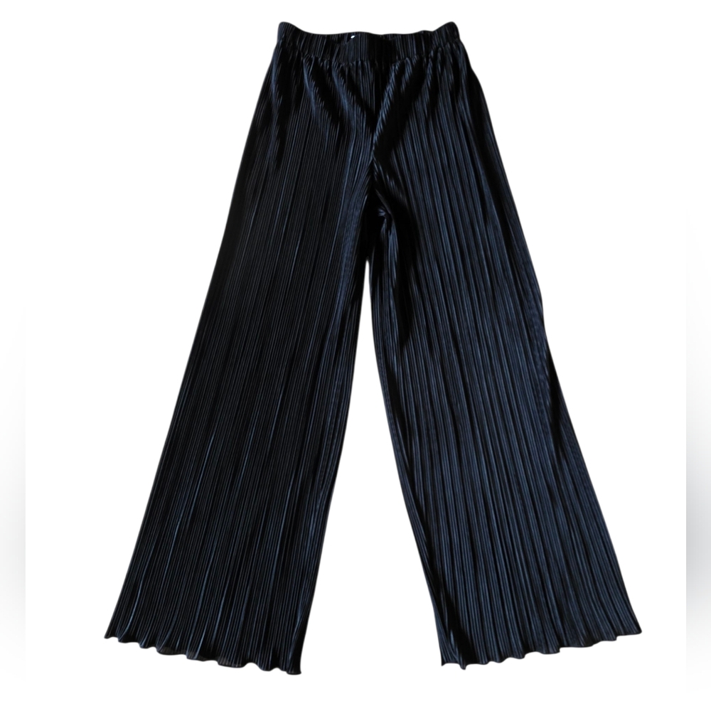 Gianni Bini Creped Pull On Black Dress Pants With Ruffle Hem Size S EUC